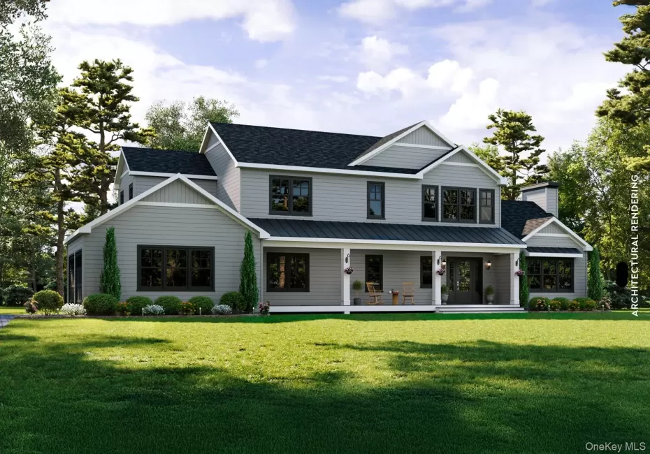Modern farmhouse featuring covered porch, a front lawn, and roof with shingles Modern farmhouse featuring covered porch, a front lawn, and roof with shingles