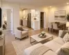 Beautiful Virtually Staged Living Room with Open Concept Kitchen Beautiful Virtually Staged Living Room with Open Concept Kitchen