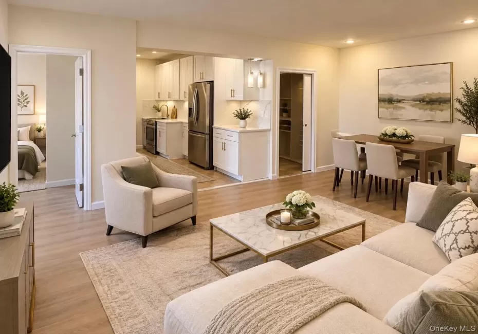 Beautiful Virtually Staged Living Room with Open Concept Kitchen Beautiful Virtually Staged Living Room with Open Concept Kitchen