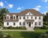 Traditional coastal home with front porch. White plank siding exterior with dormer and windows Traditional coastal home with front porch. White plank siding exterior with dormer and windows