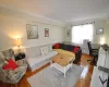 Large Living Room opens to the Dining area and has parquet floors. Large Living Room opens to the Dining area and has parquet floors.
