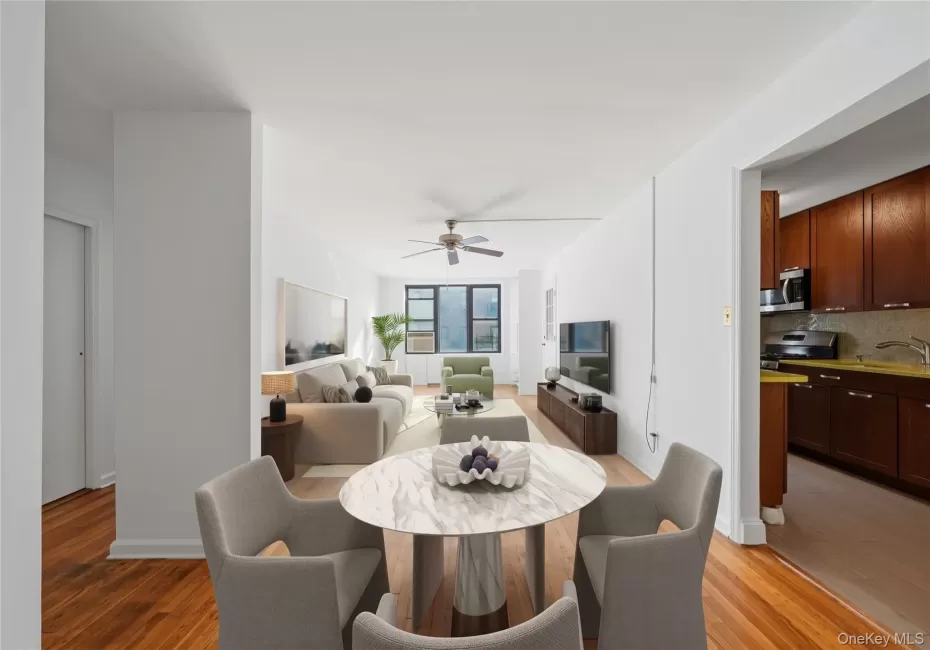 Virtually staged dining living area Virtually staged dining living area