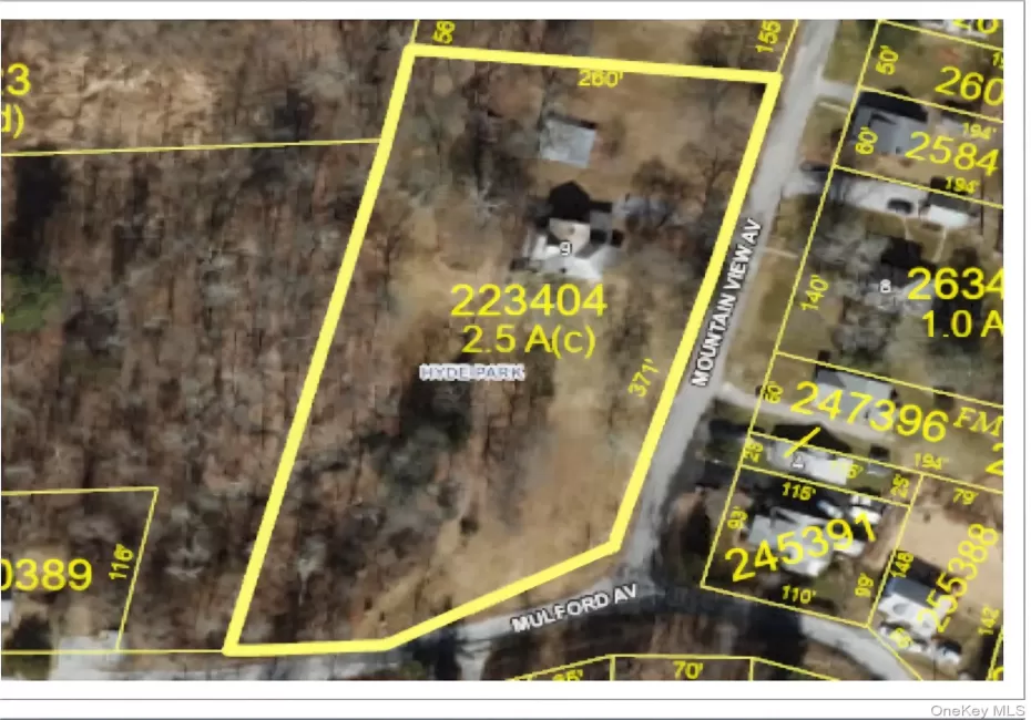 Aerial map of property and surrounding area with property parcel outlined Aerial map of property and surrounding area with property parcel outlined