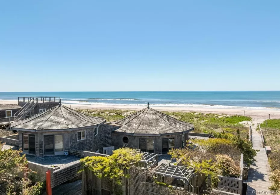 Aerial of home with Atlantic Ocean as backdrop Aerial of home with Atlantic Ocean as backdrop
