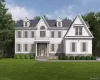 View of front of property with a front yard and a shingled roof View of front of property with a front yard and a shingled roof