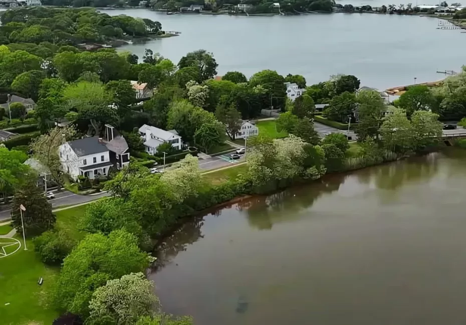 Bird's eye view of a large body of water Bird's eye view of a large body of water