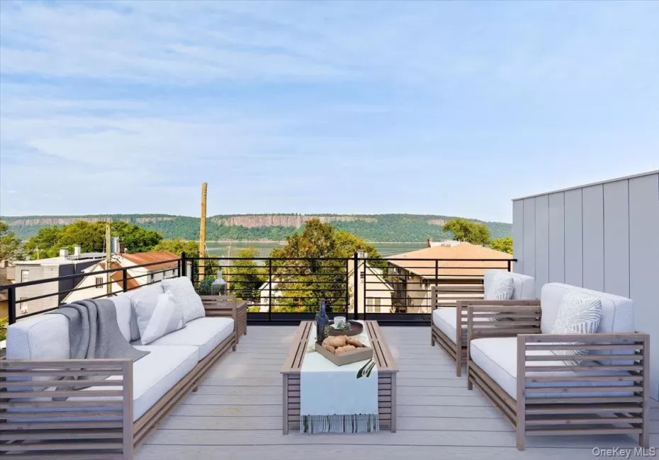 Expansive private rooftop terrace with breathtaking Hudson River and Palisades views-perfect for outdoor entertaining Expansive private rooftop terrace with breathtaking Hudson River and Palisades views-perfect for outdoor entertaining