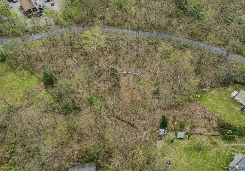 The property features an expansive natural landscape with mature trees and a paved road visible The property features an expansive natural landscape with mature trees and a paved road visible
