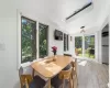 Dining area off the kitchen with sliding doors out to fenced in backyard Dining area off the kitchen with sliding doors out to fenced in backyard