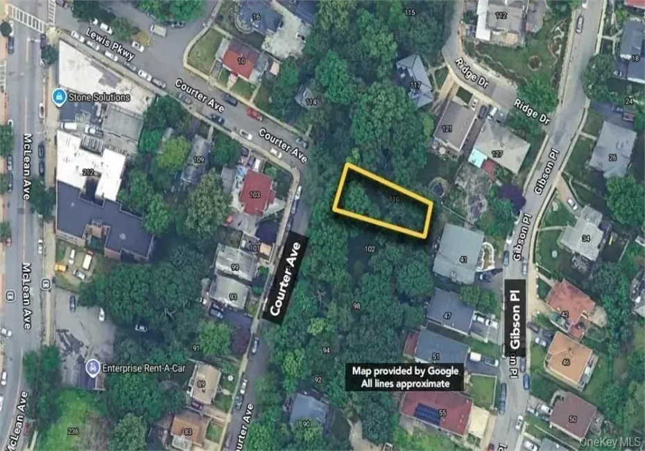 Aerial map of property and surrounding area with property parcel outlined Aerial map of property and surrounding area with property parcel outlined