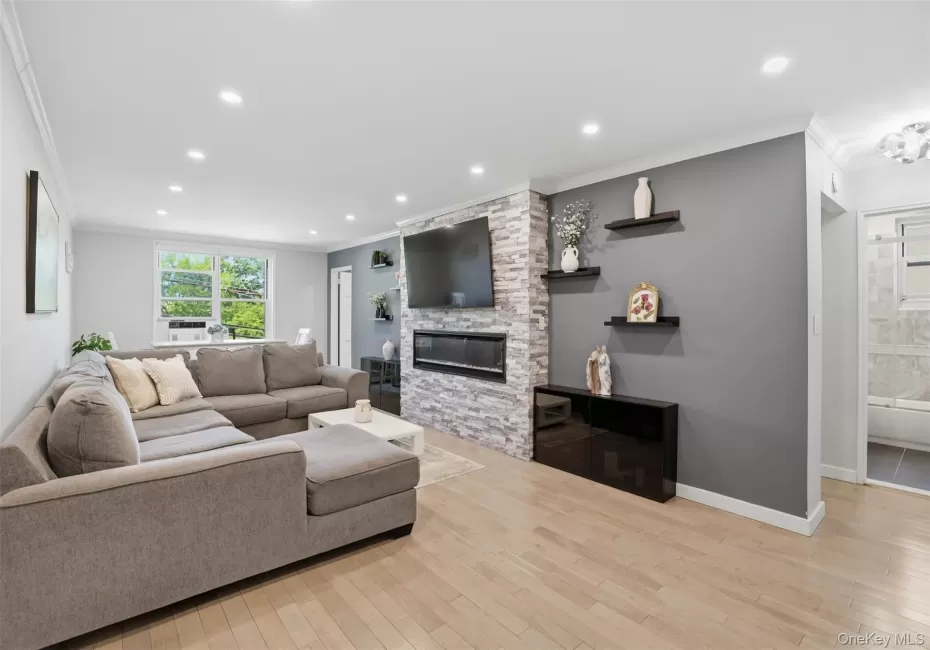 Spacious living room flows seamlessly into dining area Spacious living room flows seamlessly into dining area