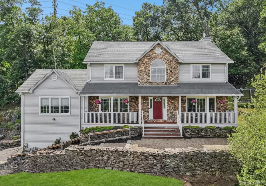 Welcoming porch, stone front Welcoming porch, stone front