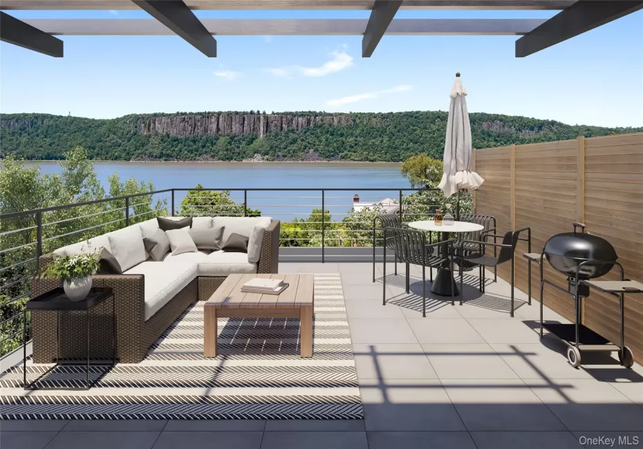 Elevated living at its finest—expansive rooftop terrace featuring panoramic views of the Hudson River and the Palisades Elevated living at its finest—expansive rooftop terrace featuring panoramic views of the Hudson River and the Palisades