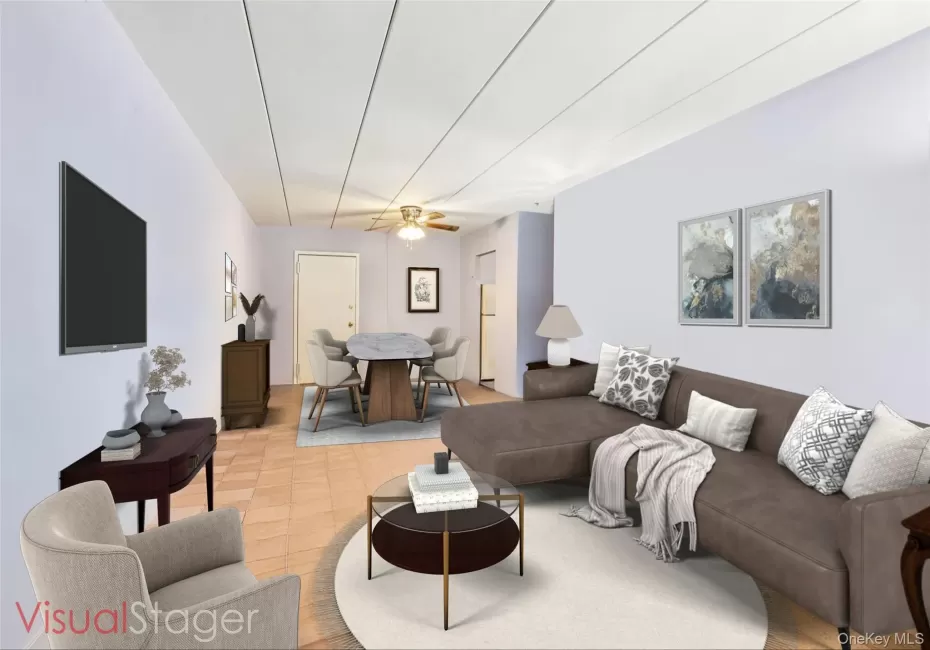 Image is virtually cleared and staged to show the space the apartment has Image is virtually cleared and staged to show the space the apartment has