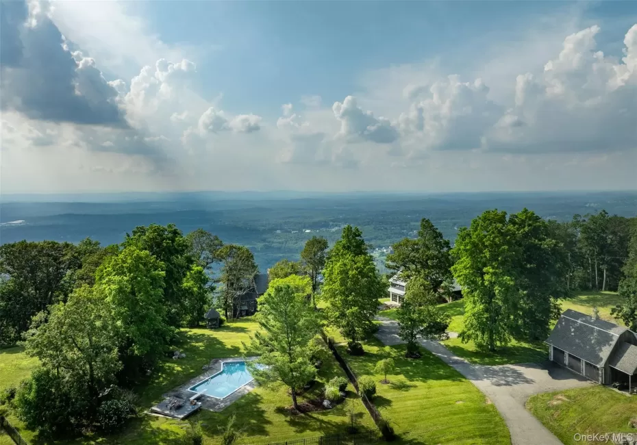 Drone / aerial view of a pool area Drone / aerial view of a pool area