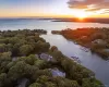 Bird's eye view of a large body of water Bird's eye view of a large body of water