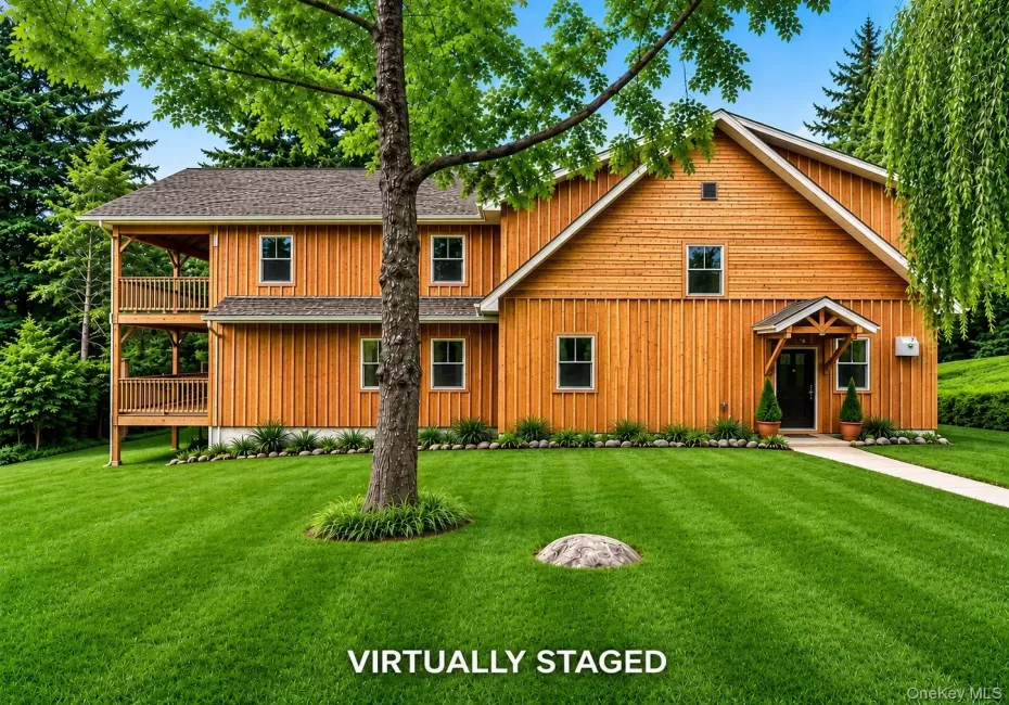 Board and Batten wood home with two side porches Board and Batten wood home with two side porches
